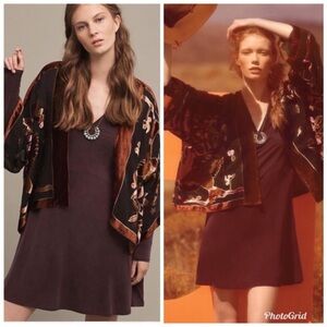 Anthropologie Dolan XS Toute Long Sleeve‎ V-Neck Swing Dress Pockets